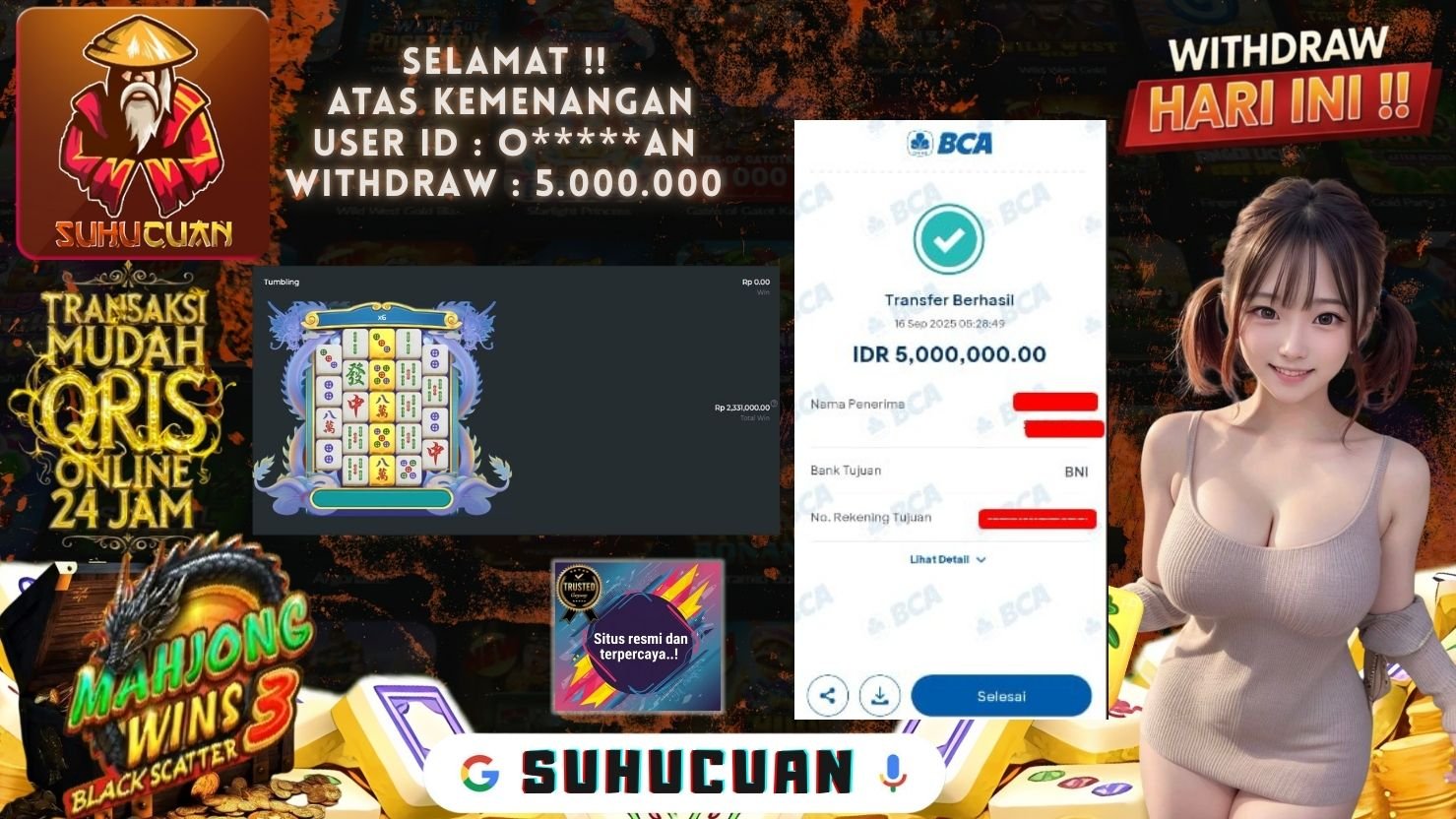 SUHUCUAN JACKPOT SLOT MAHJONG WINS 3 BLACK SCATTER